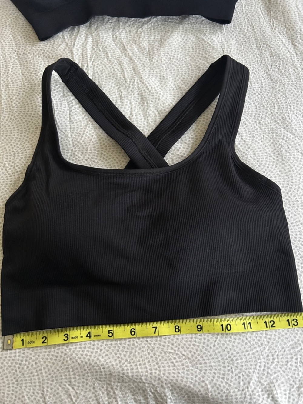 Athleta Black Ribbed Cross-Back Sports Bralette